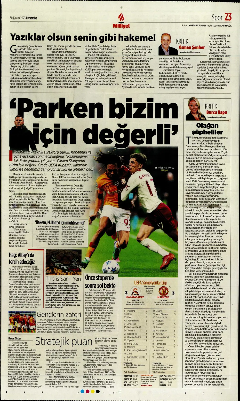 "Çok büyüksün Hakim Bey" | Sporun manşetleri (30 Kasım 2023) - 27 "Çok büyüksün Hakim Bey" | Sporun manşetleri (30 Kasım 2023) - 27