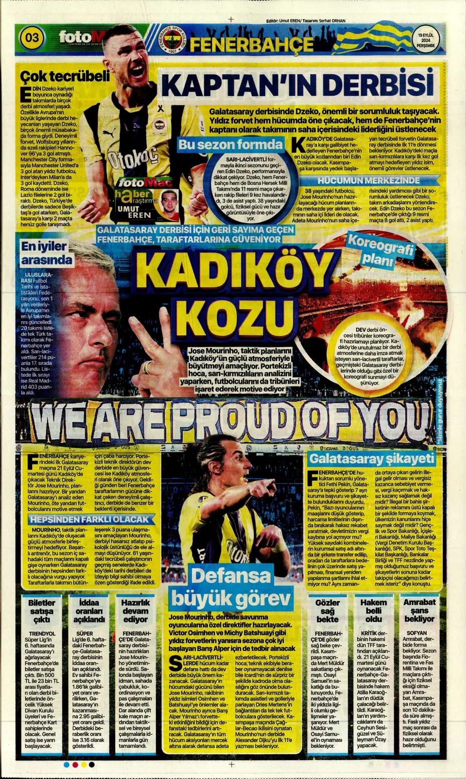 "Jose Mourinho'dan derbiye özel taktik" | Sporun manşetleri - 13