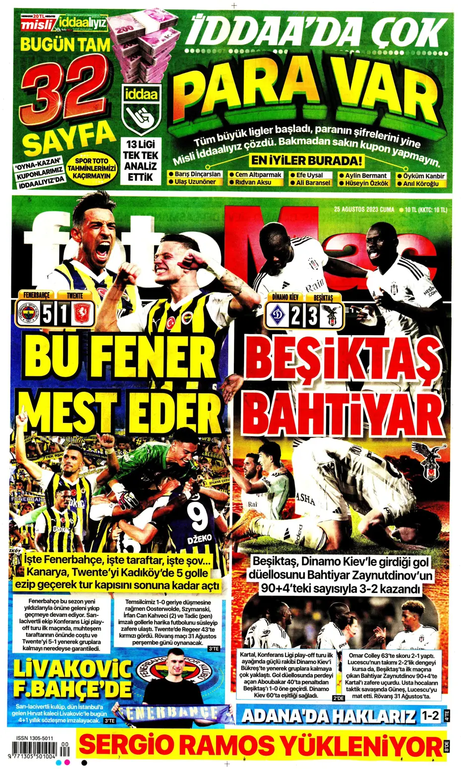"Fenerbahçe'den 5'i 1 yerde" | Sporun manşetleri (25 Ağustos 2023) - 11