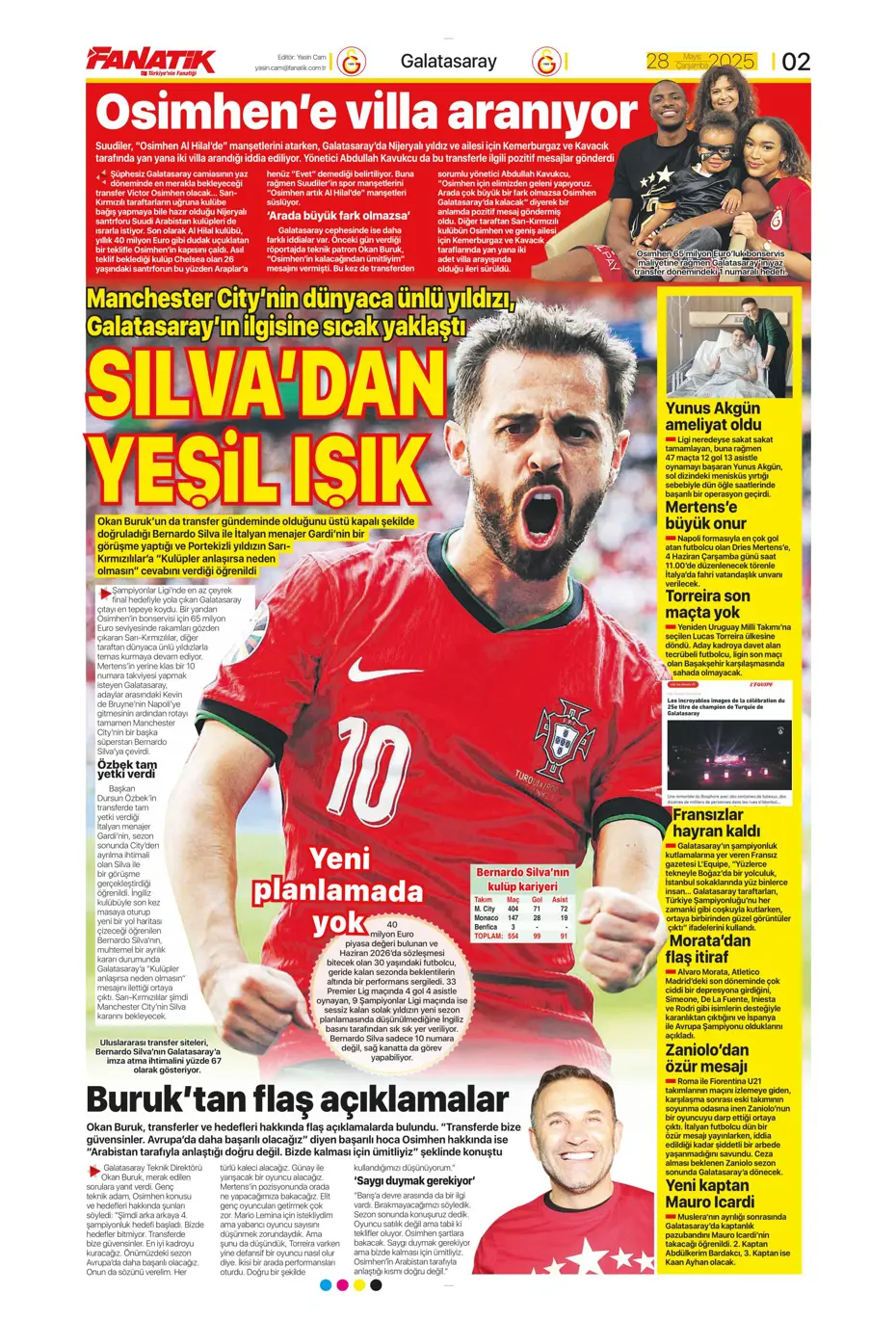 "Bernardo Silva'dan Aslan'a mesaj" | Sporun manşetleri - 6