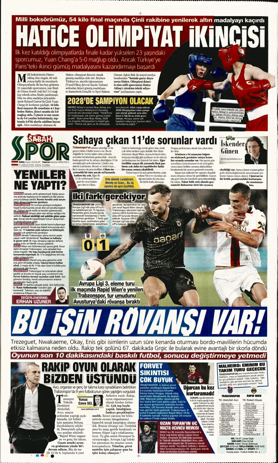 "Sahne şampiyonun" | Sporun manşetleri (9 Ağustos 2024) - 28