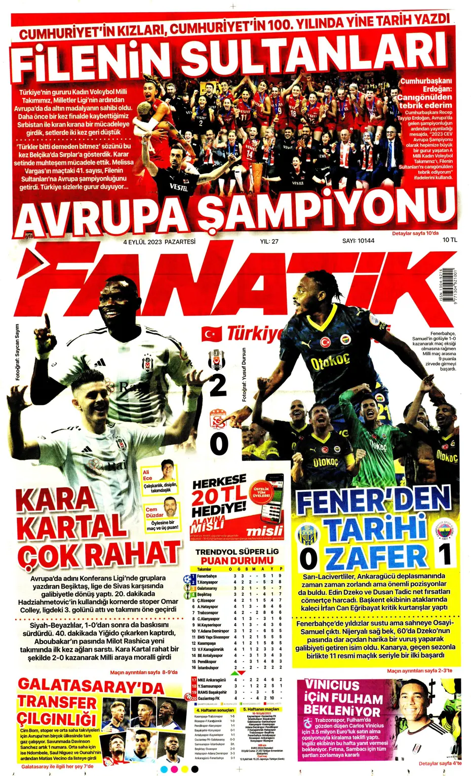 "100'ümüzün akı Türk kadını" | Sporun manşetleri (4 Eylül 2023) - 3