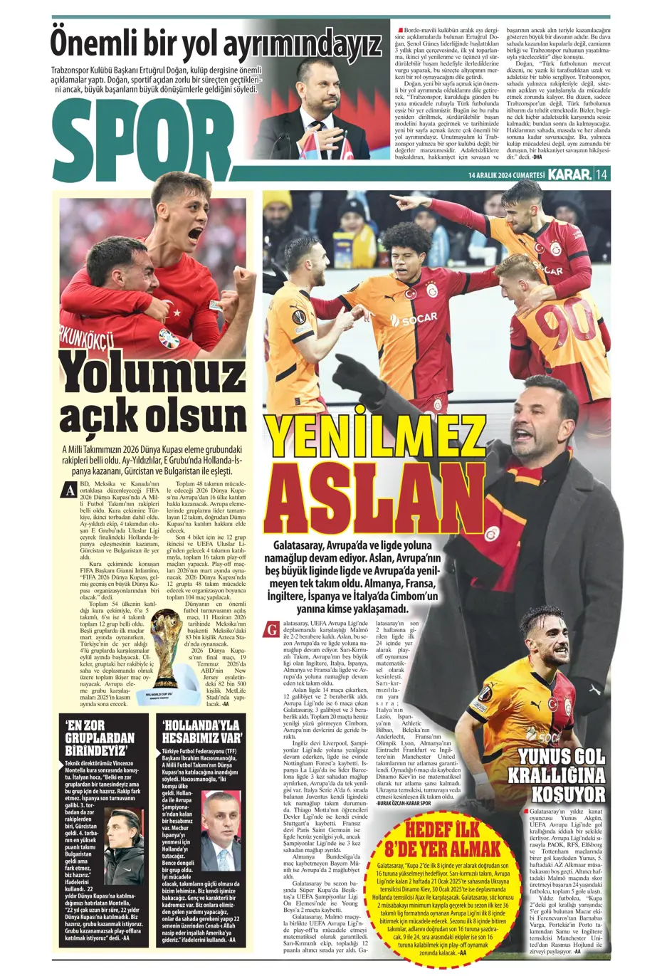 "Boscagli ve Hancko listeye girdi" | Sporun manşetleri - 17 "Boscagli ve Hancko listeye girdi" | Sporun manşetleri - 17