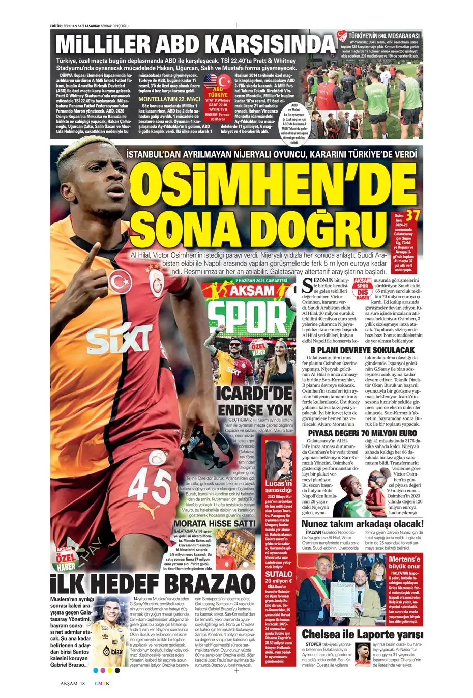 "Osayi, Beşiktaş'a doğru" | Sporun manşetleri (7 Haziran 2025) - 4