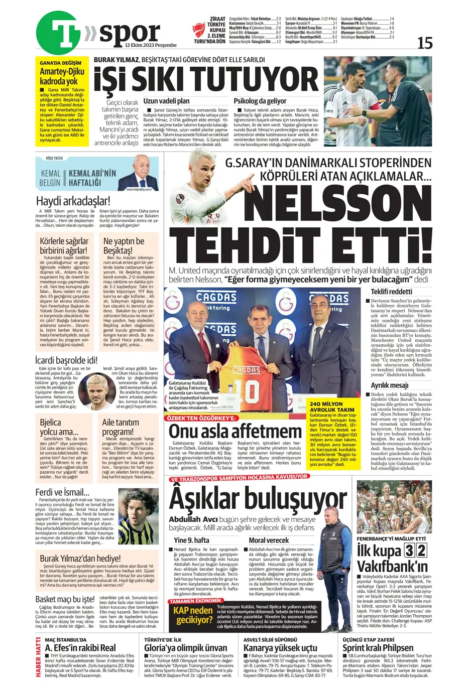 "Amiral gemisi Galatasaray" | Sporun manşetleri (12 Ekim 2023) - 34