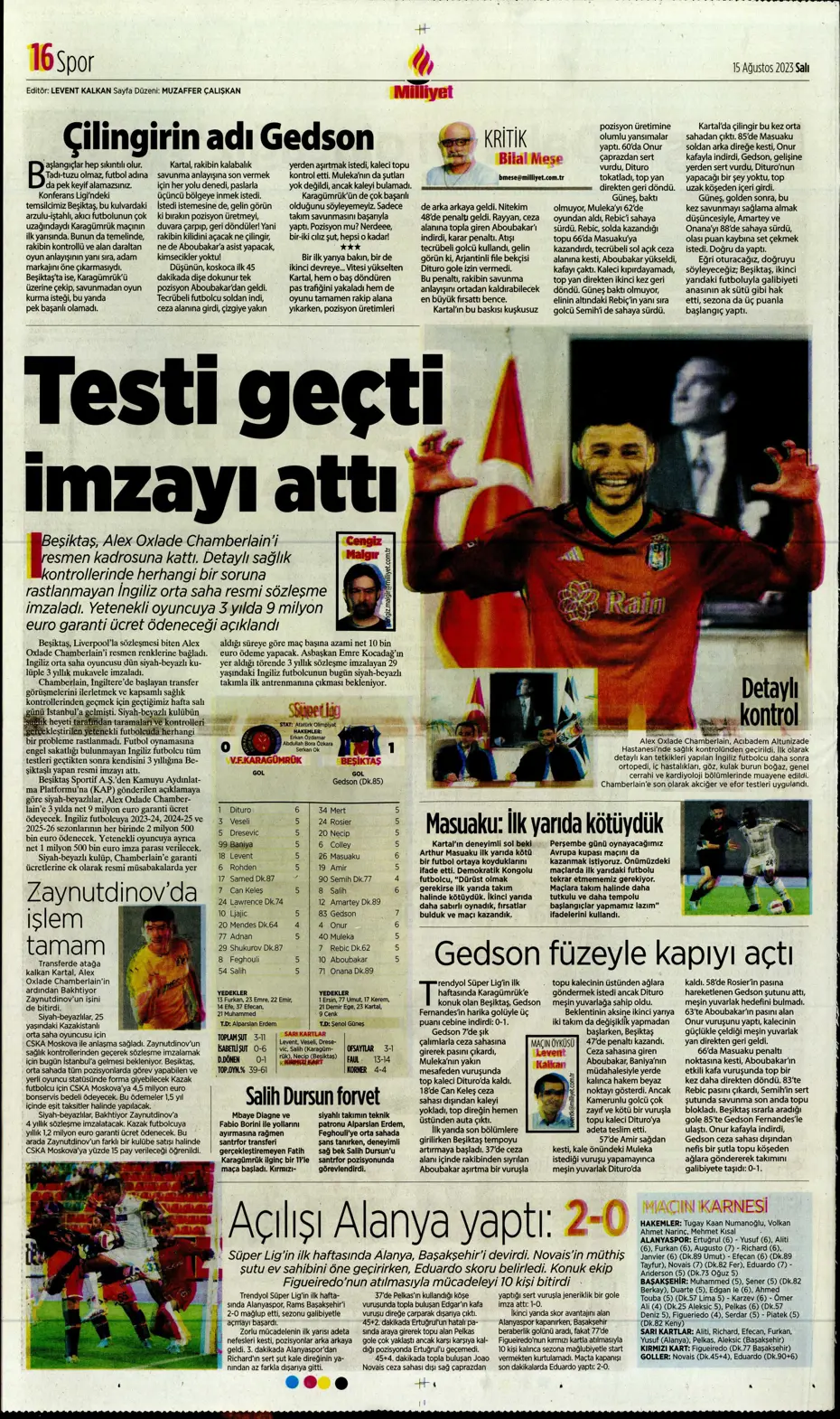 "Kartal'ı Gedson uçurdu" | Sporun Manşetleri - 26