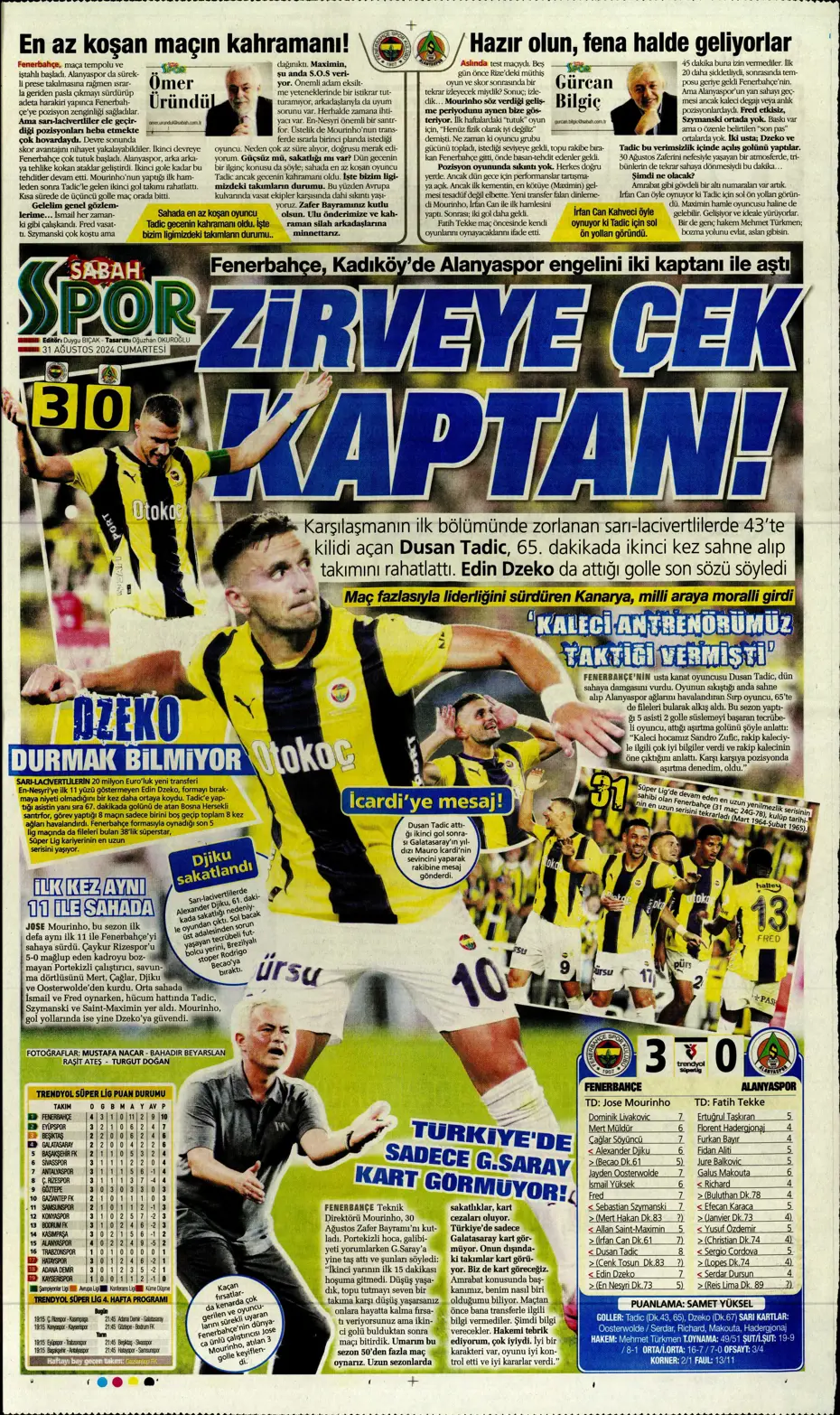"Zirveye çek kaptan" | Sporun manşetleri (31 Ağustos 2024) - 21 "Zirveye çek kaptan" | Sporun manşetleri (31 Ağustos 2024) - 21