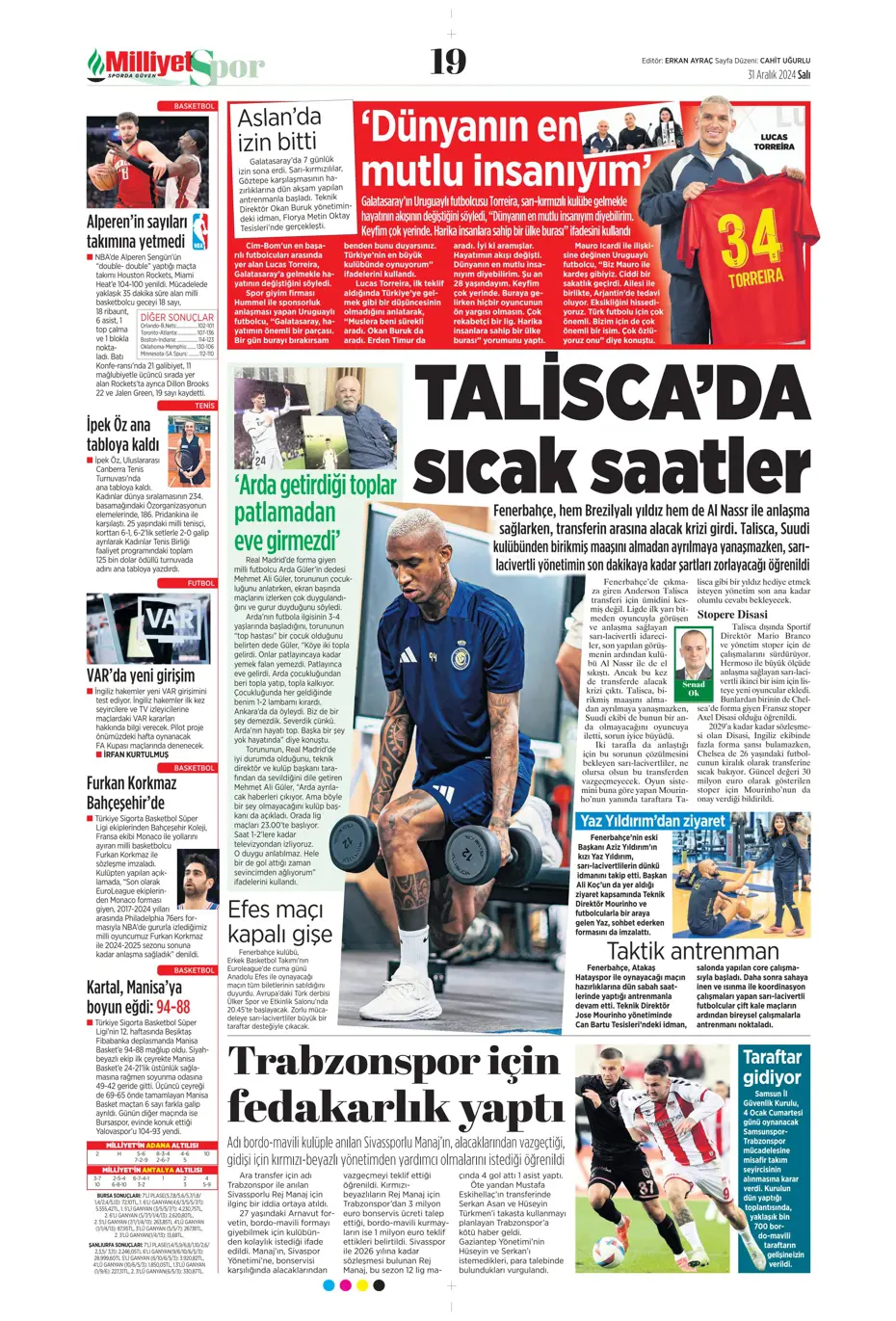 "Sergen Yalçın'la ilk görüşme" | Sporun manşetleri - 21