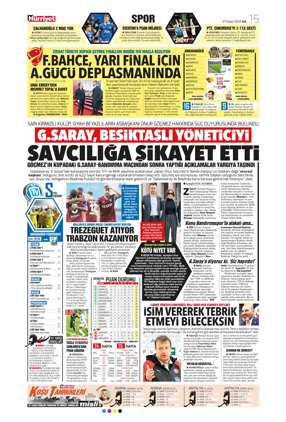 "Icardi'ye selam, zirvede devam" | Sporun manşetleri (27 Şubat 2024) - 18 "Icardi'ye selam, zirvede devam" | Sporun manşetleri (27 Şubat 2024) - 18
