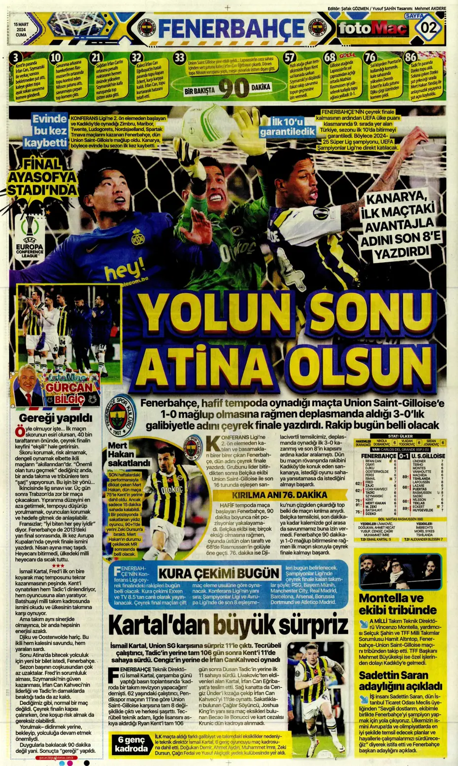 "Atina'ya 4 kaldı" | Sporun manşetleri (15 Mart 2024) - 9