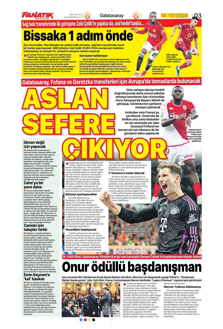 "A Milli Takım'da İrfan Can şoku" | Sporun manşetleri (14 Haziran 2024) - 4 "A Milli Takım'da İrfan Can şoku" | Sporun manşetleri (14 Haziran 2024) - 4
