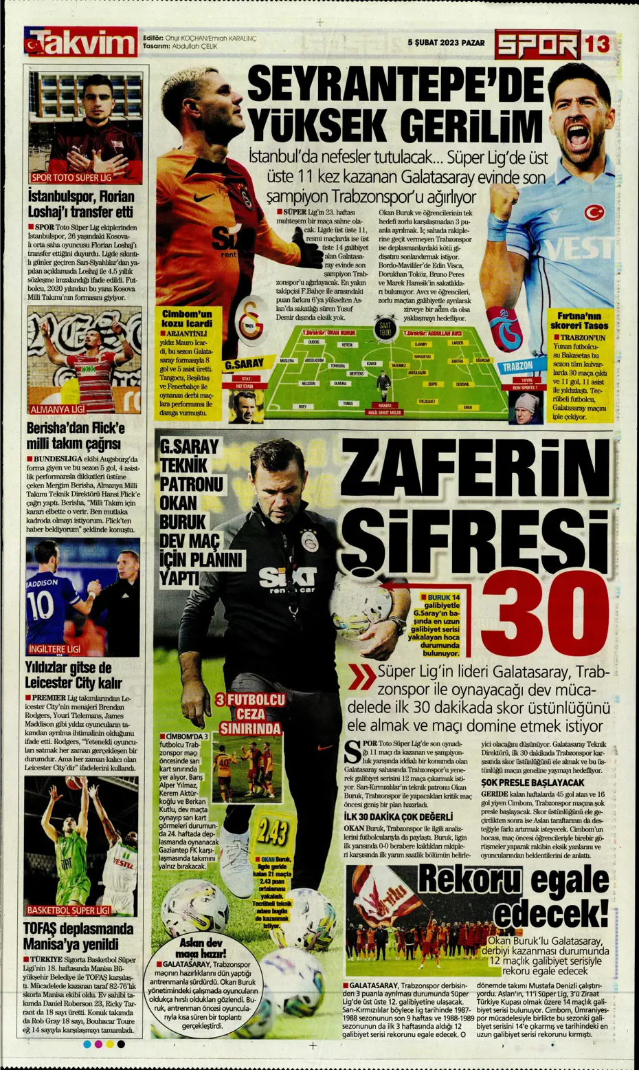 Sporun Manşetleri (5 Şubat 2023) - 42