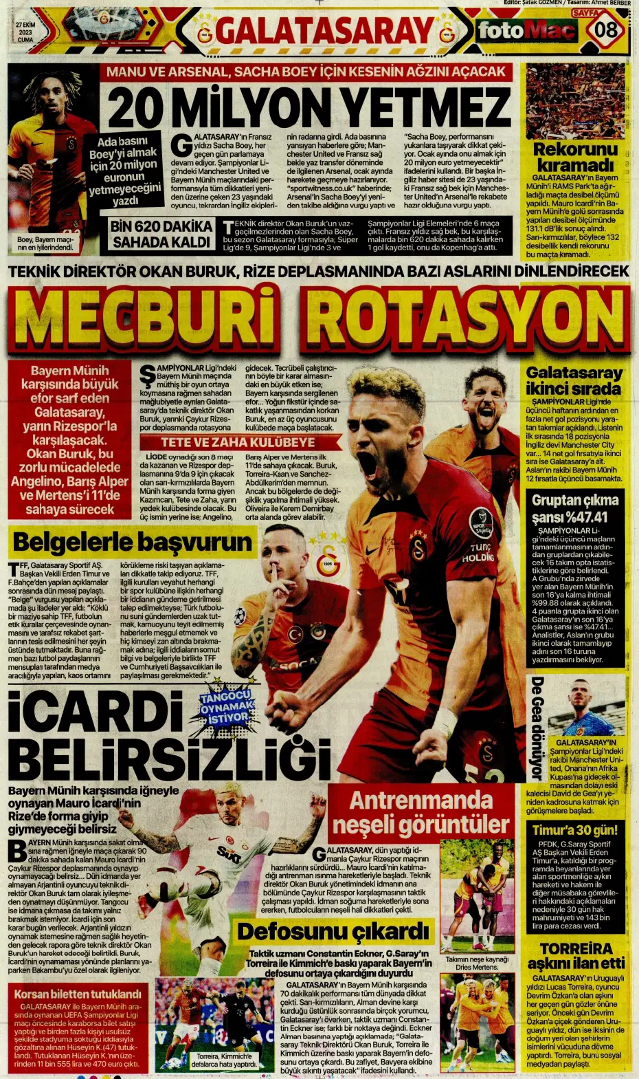 "Yüzyılın Fener'i" | Sporun manşetleri (27 Ekim 2023) - 11