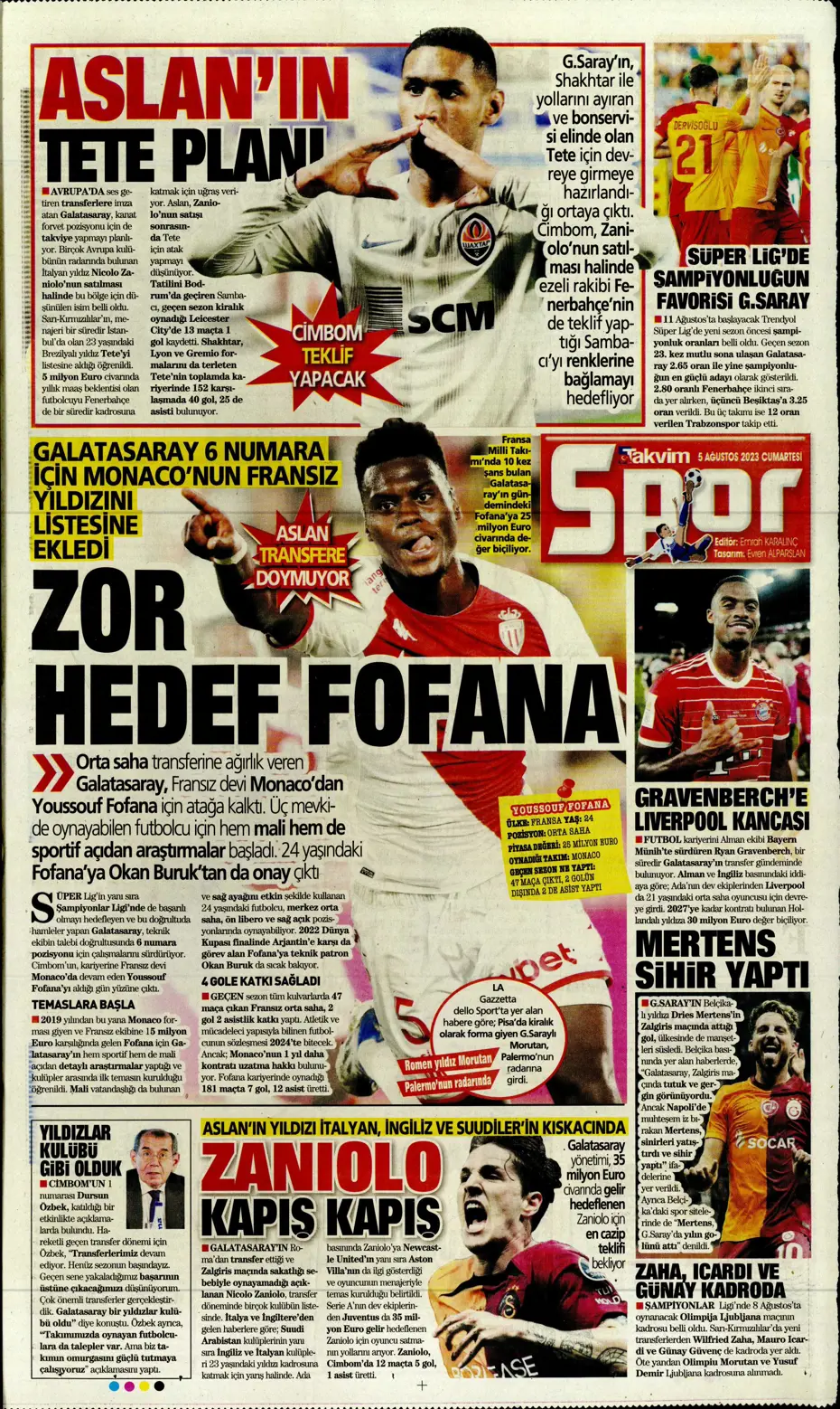 "Fener'e yıldız yağmuru" | Sporun Manşetleri (5 Ağustos 2023) - 27