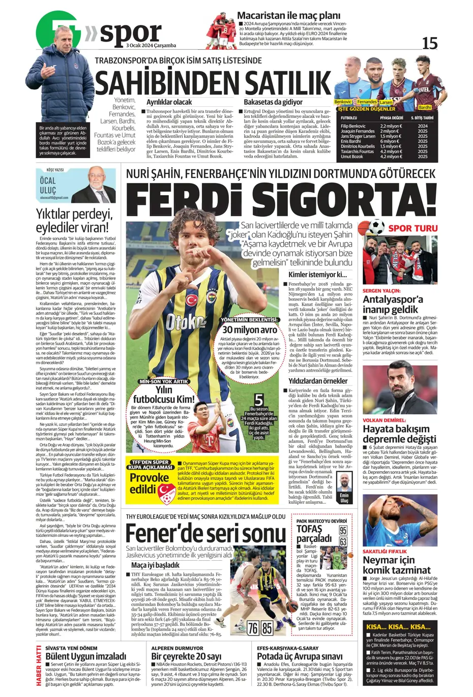 "Kartal'da Gabigol sürprizi" | Sporun manşetleri (3 Ocak 2024) - 35