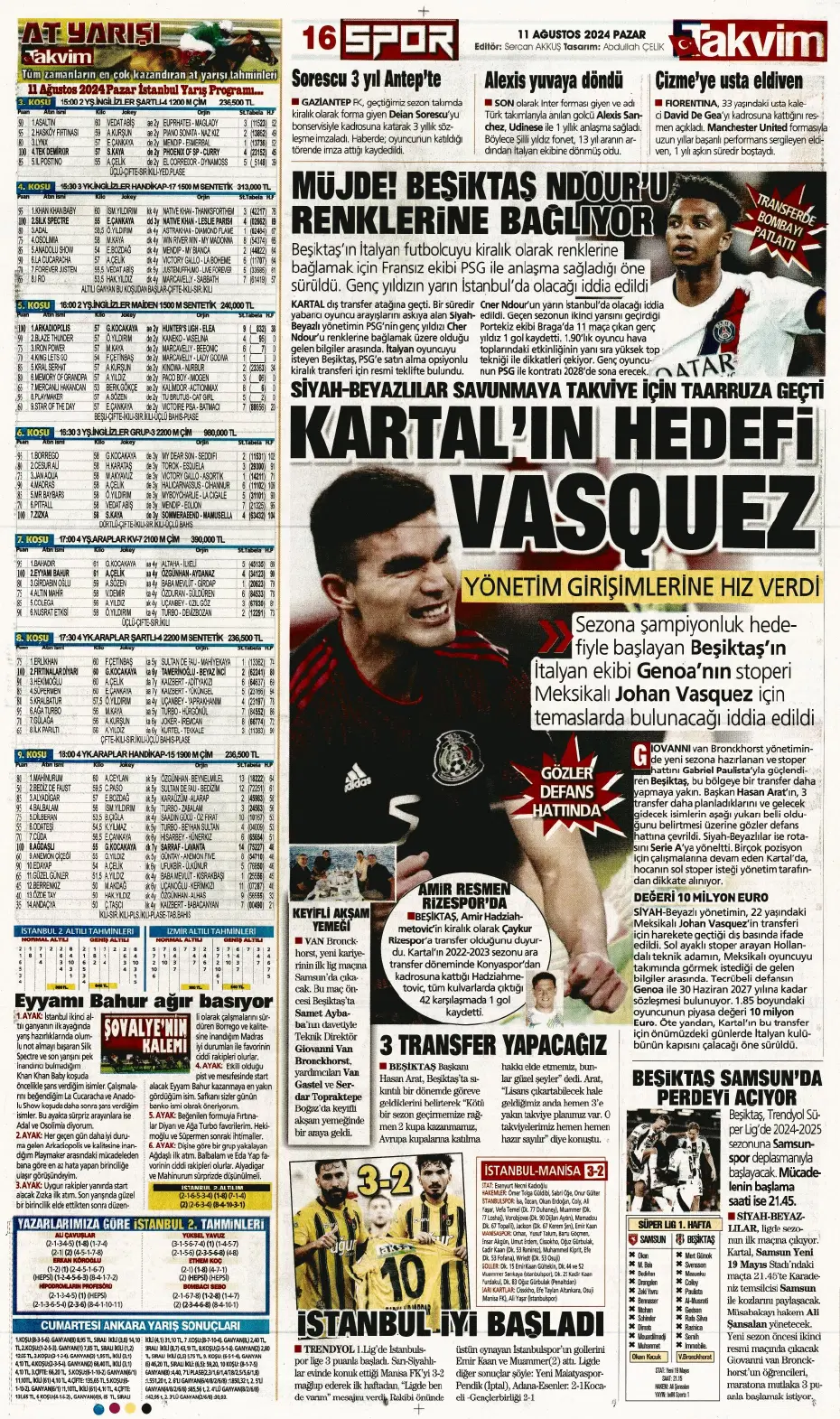 "Mou varsa fire yok" | Sporun manşetleri (11 Ağustos 2024) - 27