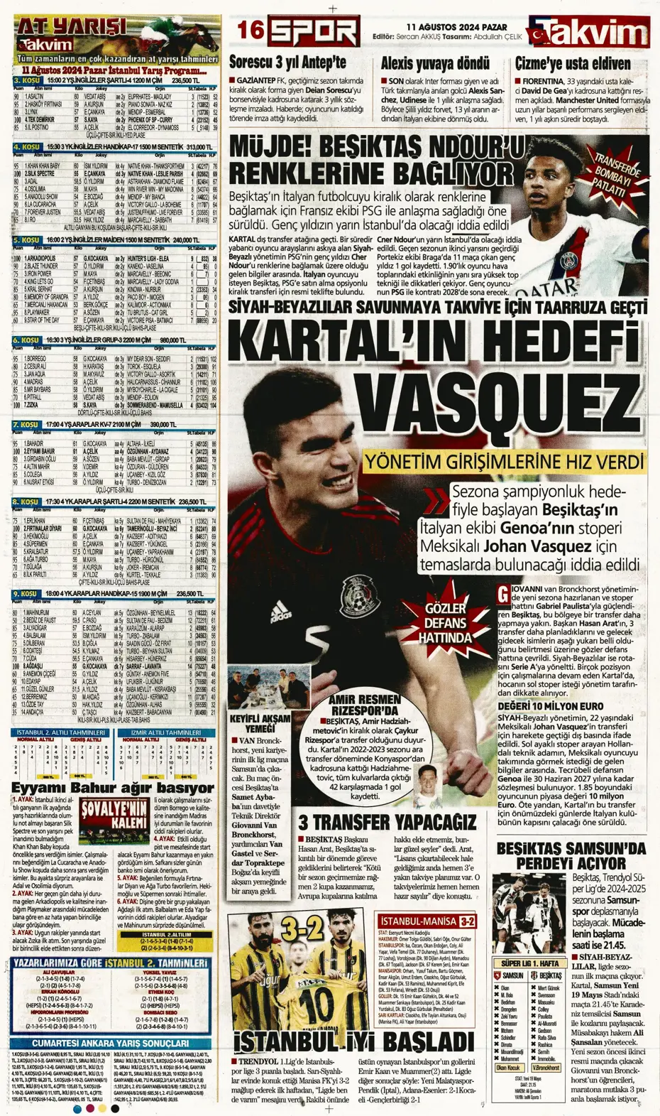 "Mou varsa fire yok" | Sporun manşetleri (11 Ağustos 2024) - 40