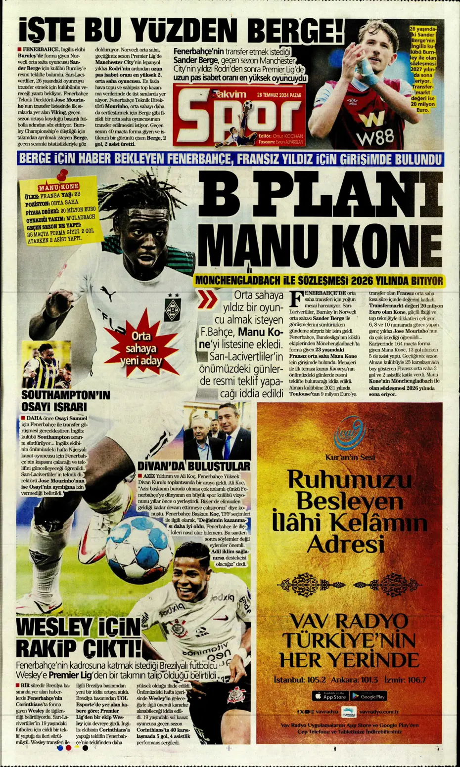 "Aslan'da rota Gravenberch" | Sporun Manşetleri (28 Temmuz 2024) - 37