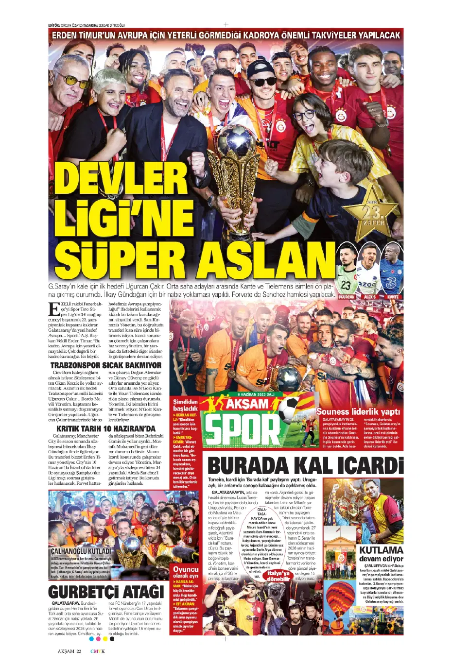 "Devler Ligi'ne süper Aslan" | Sporun manşetleri (6 Haziran 2023) - 2