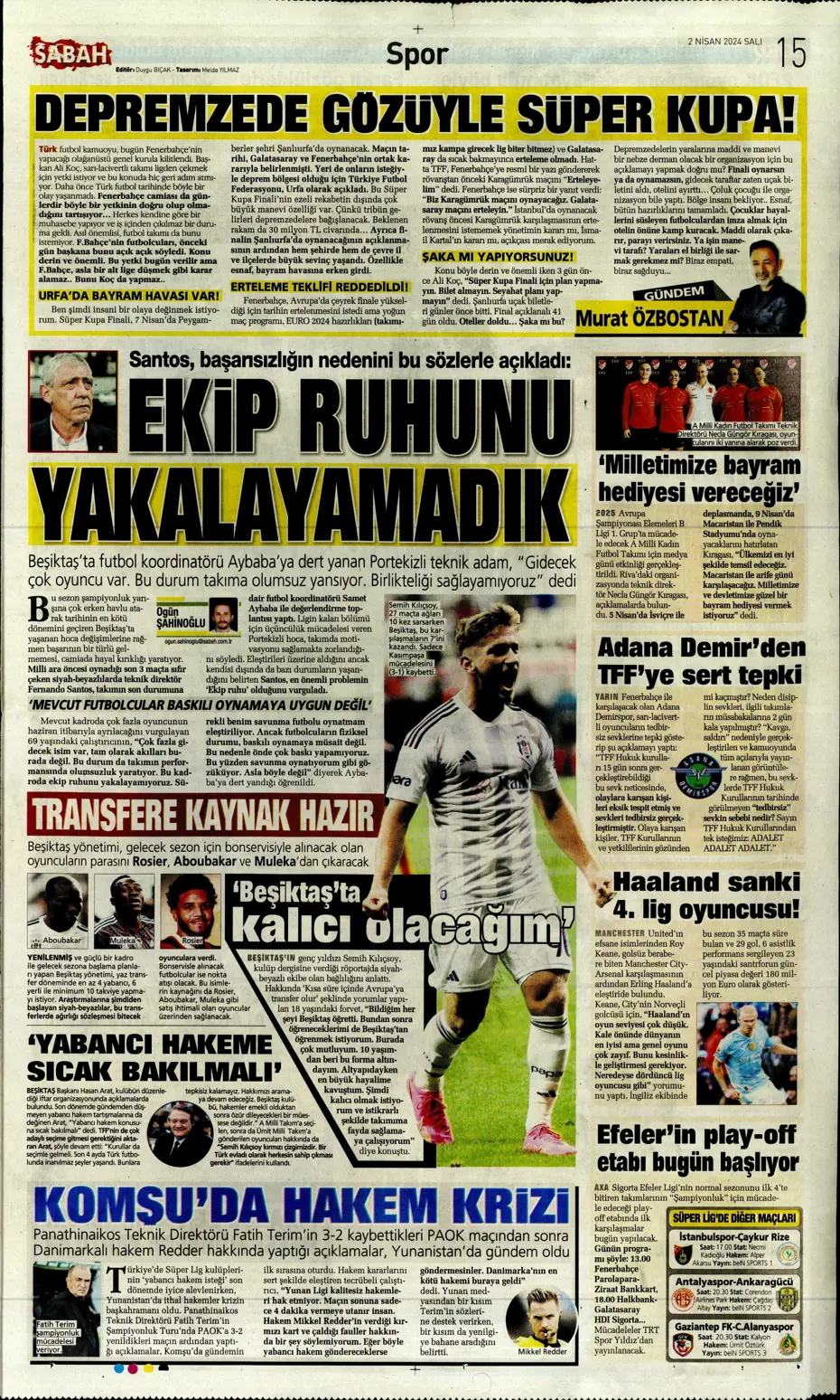 "Fenerbahçe'de tarihi gün" | Sporun manşetleri (2 Nisan 2024) - 24 "Fenerbahçe'de tarihi gün" | Sporun manşetleri (2 Nisan 2024) - 24