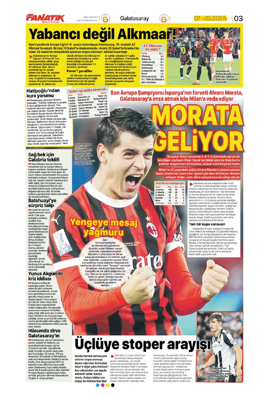 "Morata geliyor" | Sporun manşetleri - 3