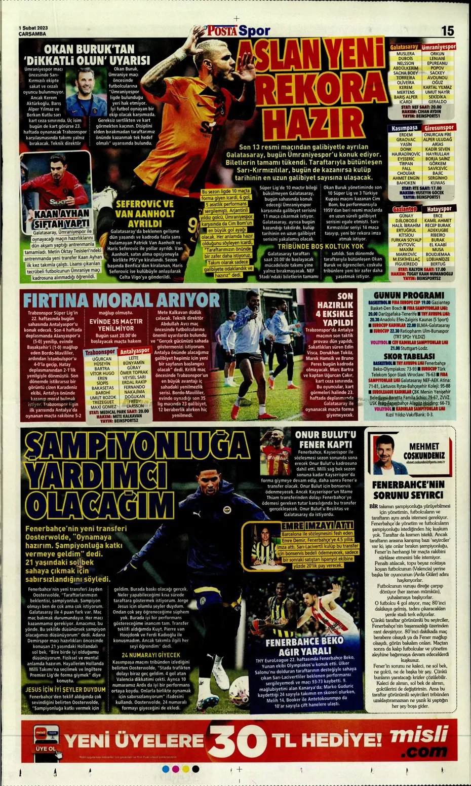 Sporun Manşetleri (1 Şubat 2023) - 30