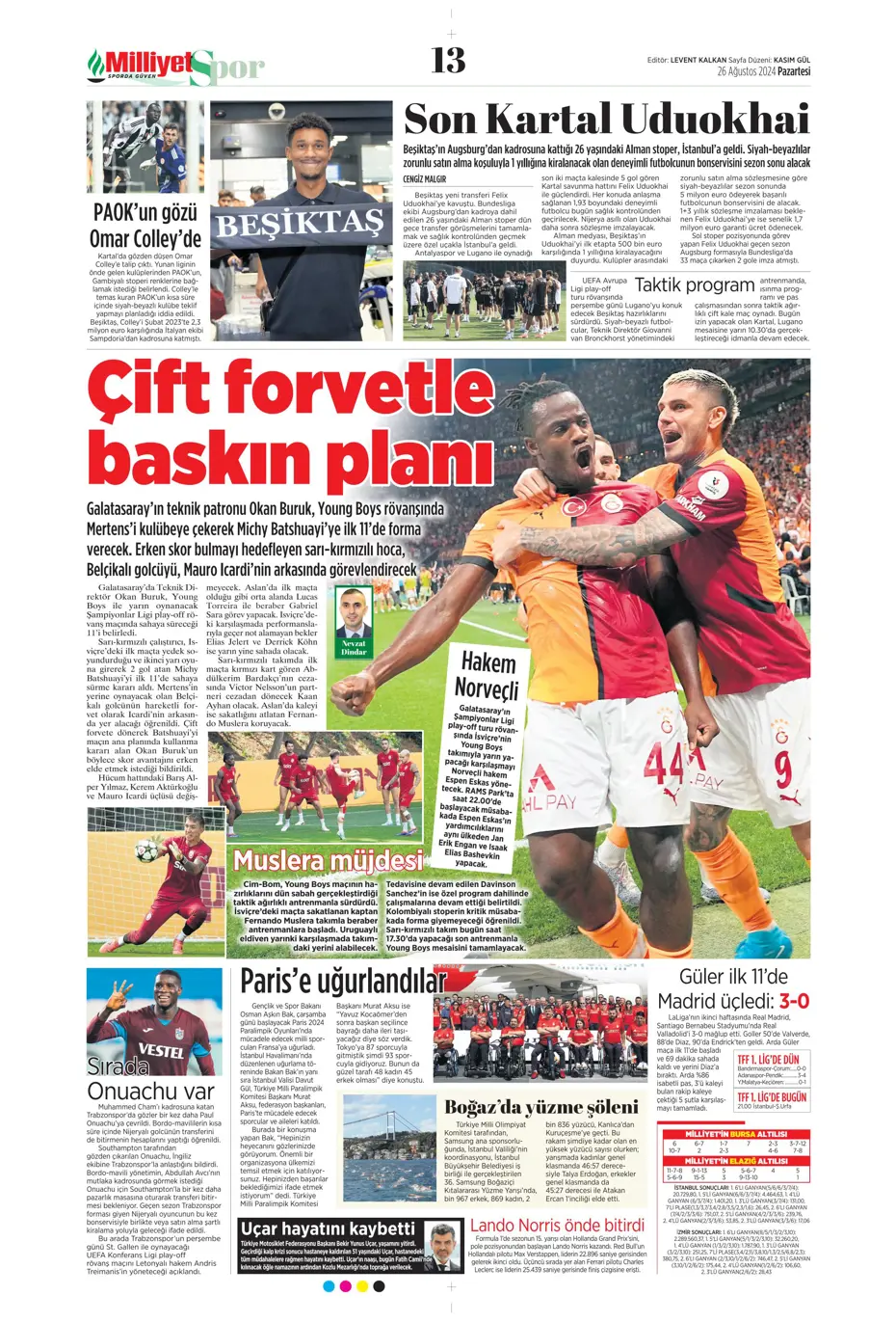 "Mou'nun planı Rize'yi dağıttı" | Sporun manşetleri (26 Ağustos 2024) - 20 "Mou'nun planı Rize'yi dağıttı" | Sporun manşetleri (26 Ağustos 2024) - 20