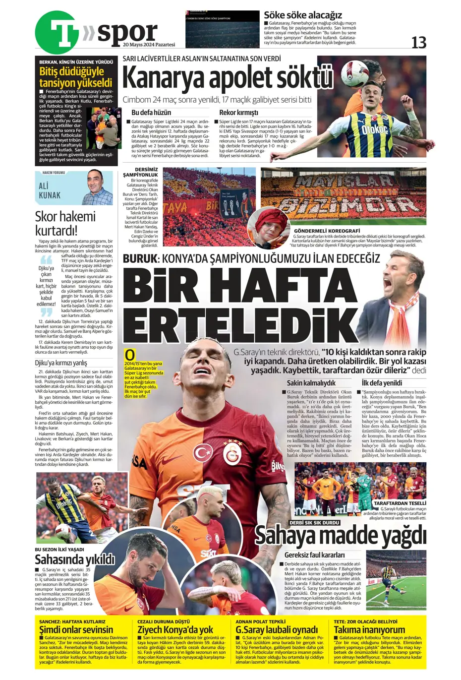 "F.Bahçe G.Saray'a bayramı zehir etti" | Sporun manşetleri (20 Mayıs 2024) - 27