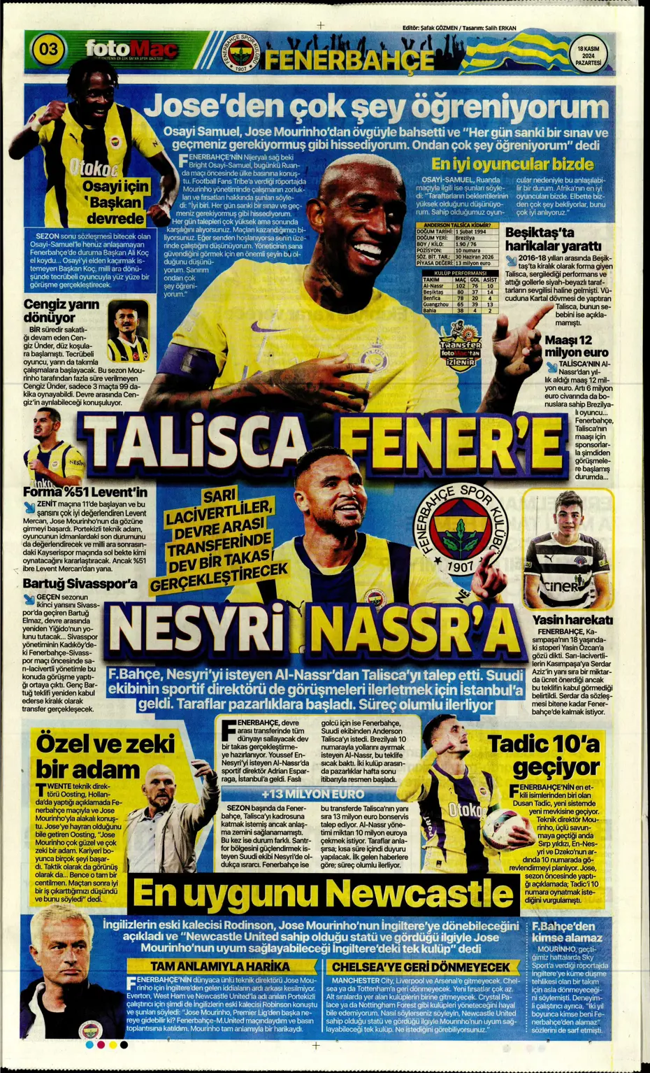 "Talisca olmazsa B planında 2 yıldız var" | Sporun manşetleri - 12