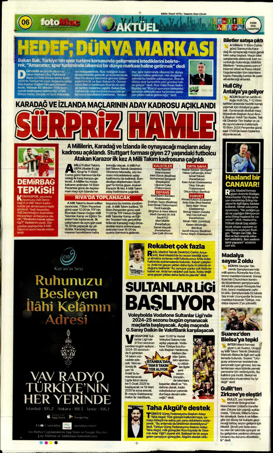 "Mourinho radara girdi" | Sporun manşetleri (5 Ekim 2024) - 16