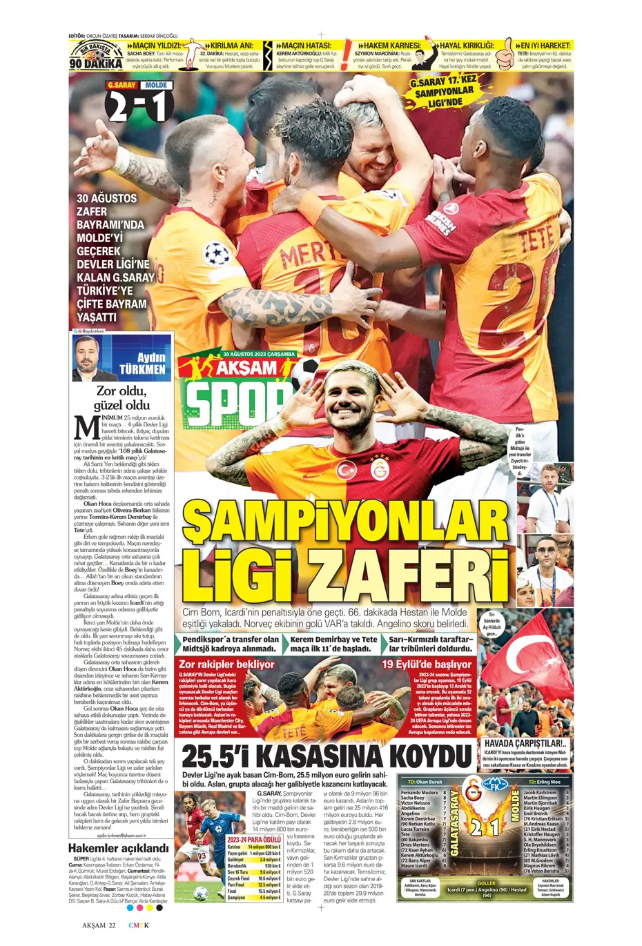 "Avrupa Avrupa duy sesimizi" | Sporun manşetleri (30 Ağustos 2023) - 2 "Avrupa Avrupa duy sesimizi" | Sporun manşetleri (30 Ağustos 2023) - 2