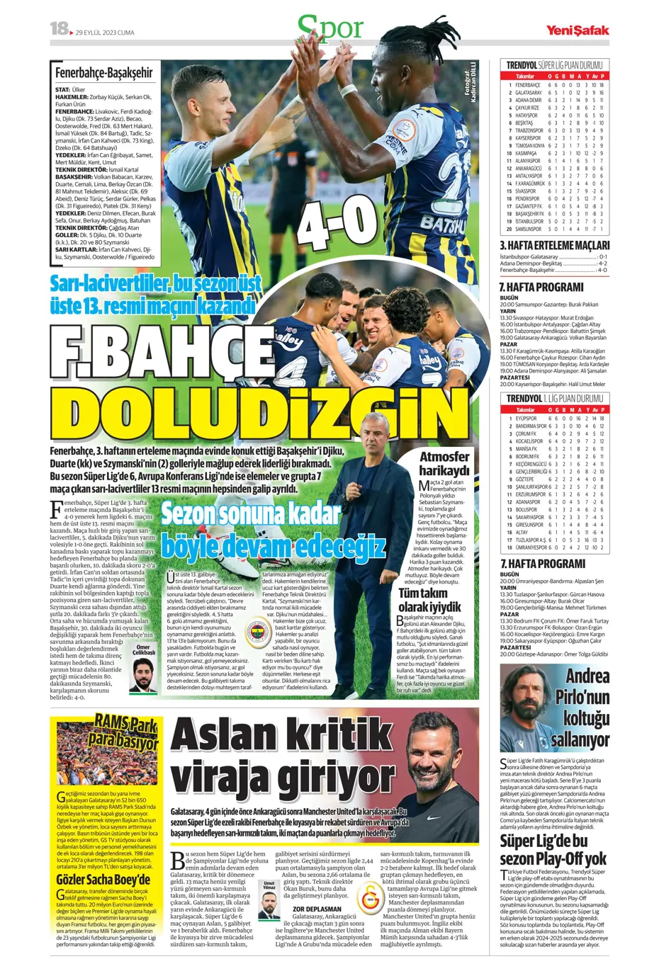 "Fenerbahçe gollerle coştu" | Sporun Manşetleri - 38 "Fenerbahçe gollerle coştu" | Sporun Manşetleri - 38