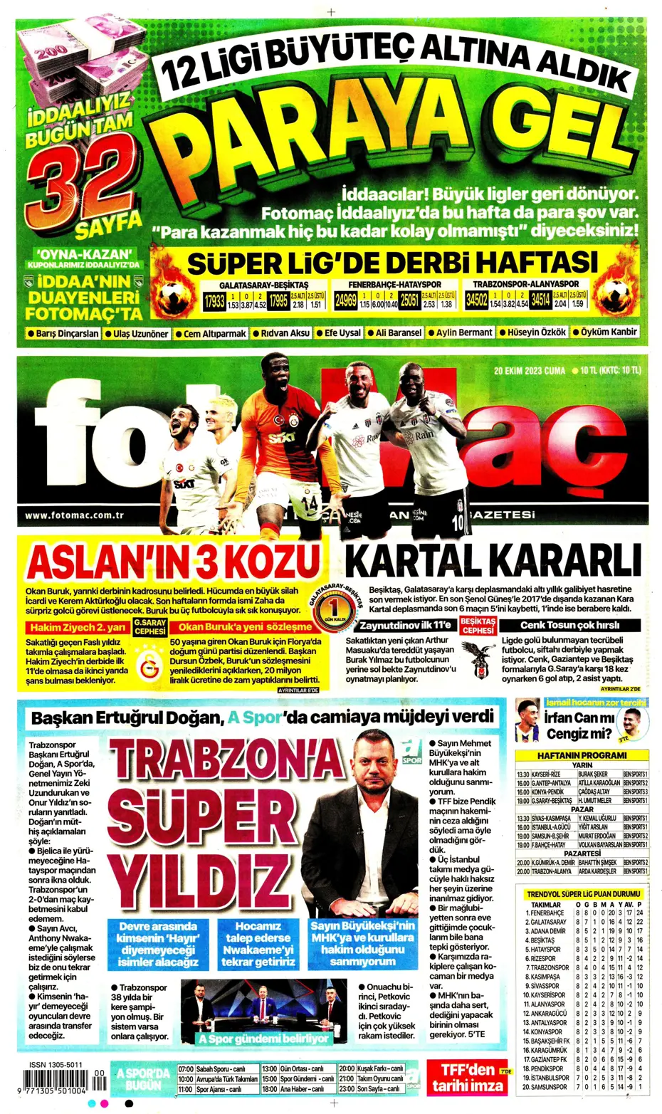 "Derbinin kilidini açacak anahtarlar" | Sporun manşetleri (20 Ekim 2023) - 11