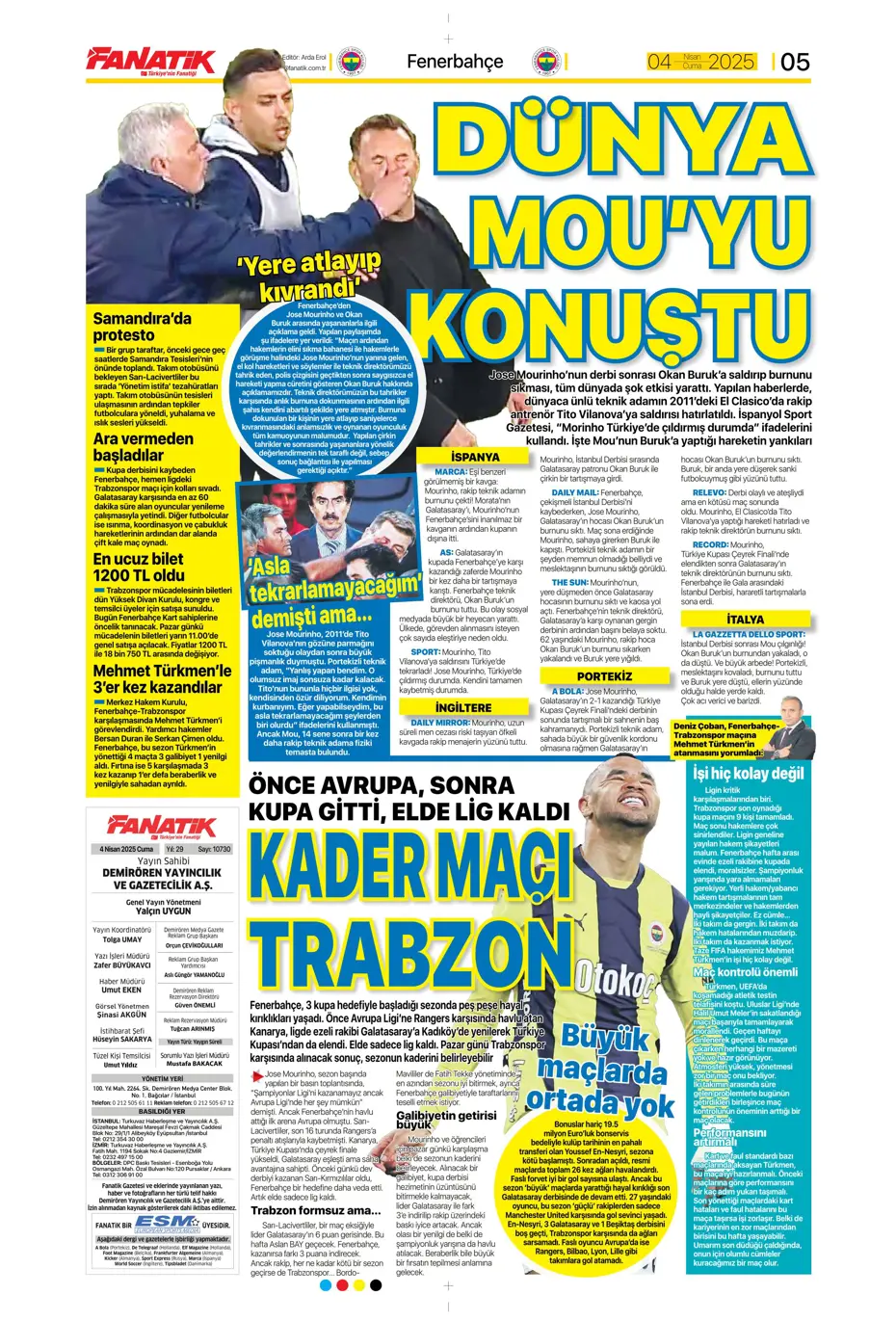 "Derbideki kavgalara ağır fatura" | Sporun manşetleri - 9