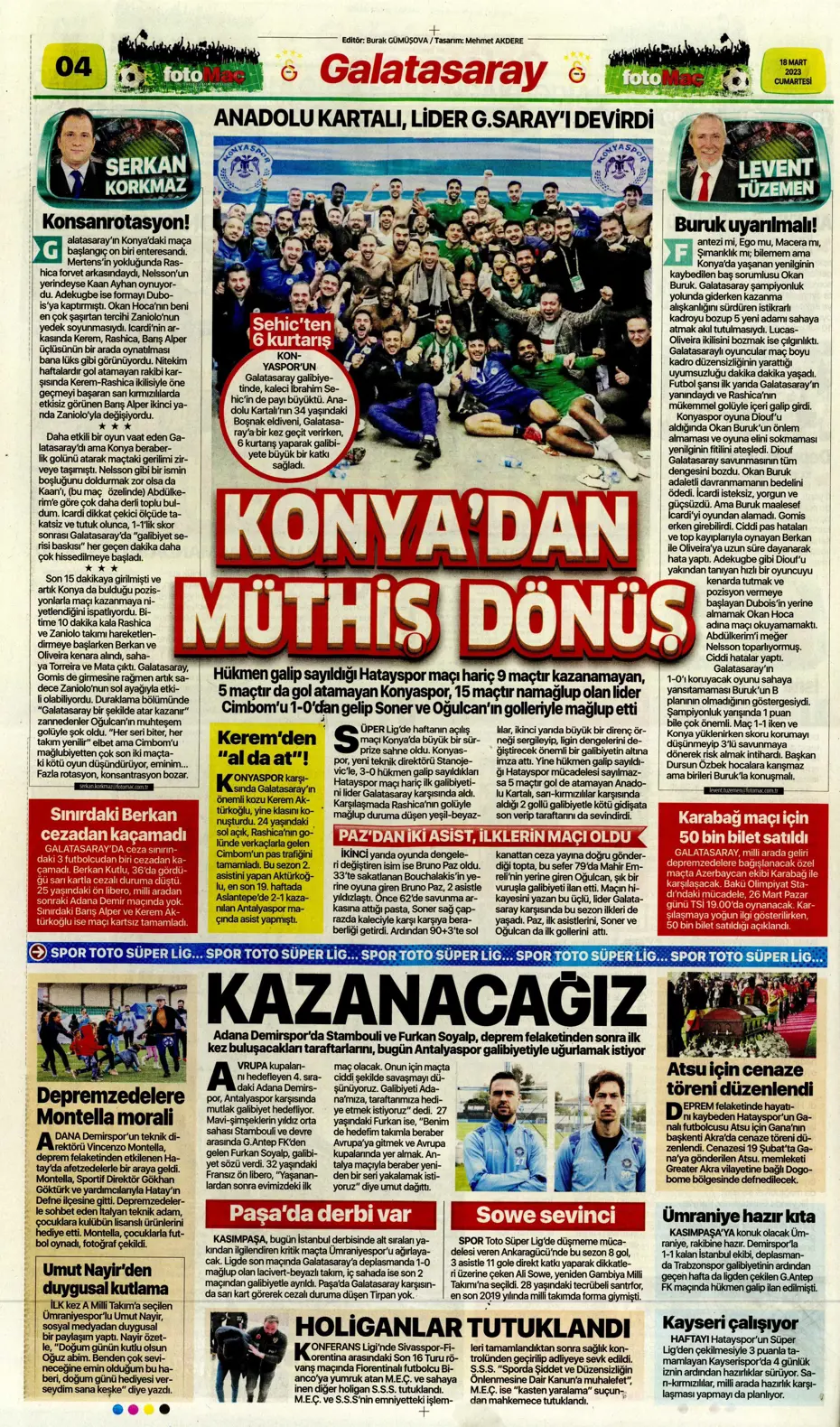 "Aslan yıkıldı" - Gazete manşetleri (18 Mart 2023) - 16