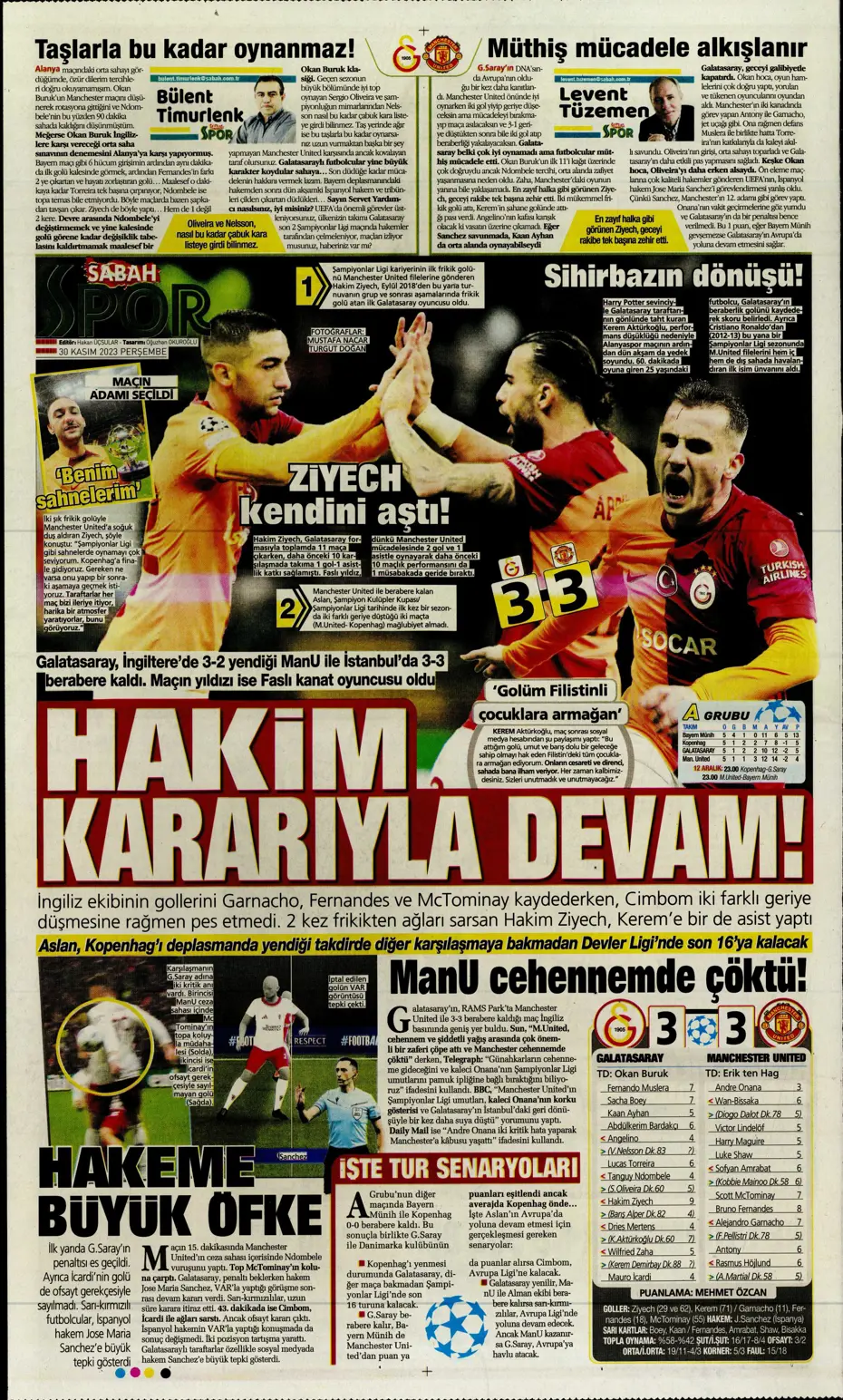 "Çok büyüksün Hakim Bey" | Sporun manşetleri (30 Kasım 2023) - 31 "Çok büyüksün Hakim Bey" | Sporun manşetleri (30 Kasım 2023) - 31