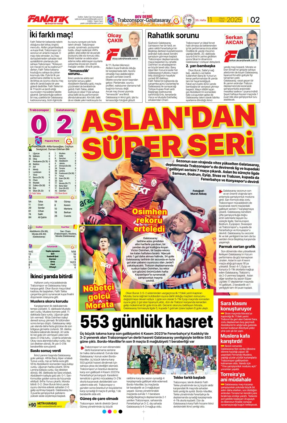"Cimbom şampiyo..." | Sporun manşetleri - 2