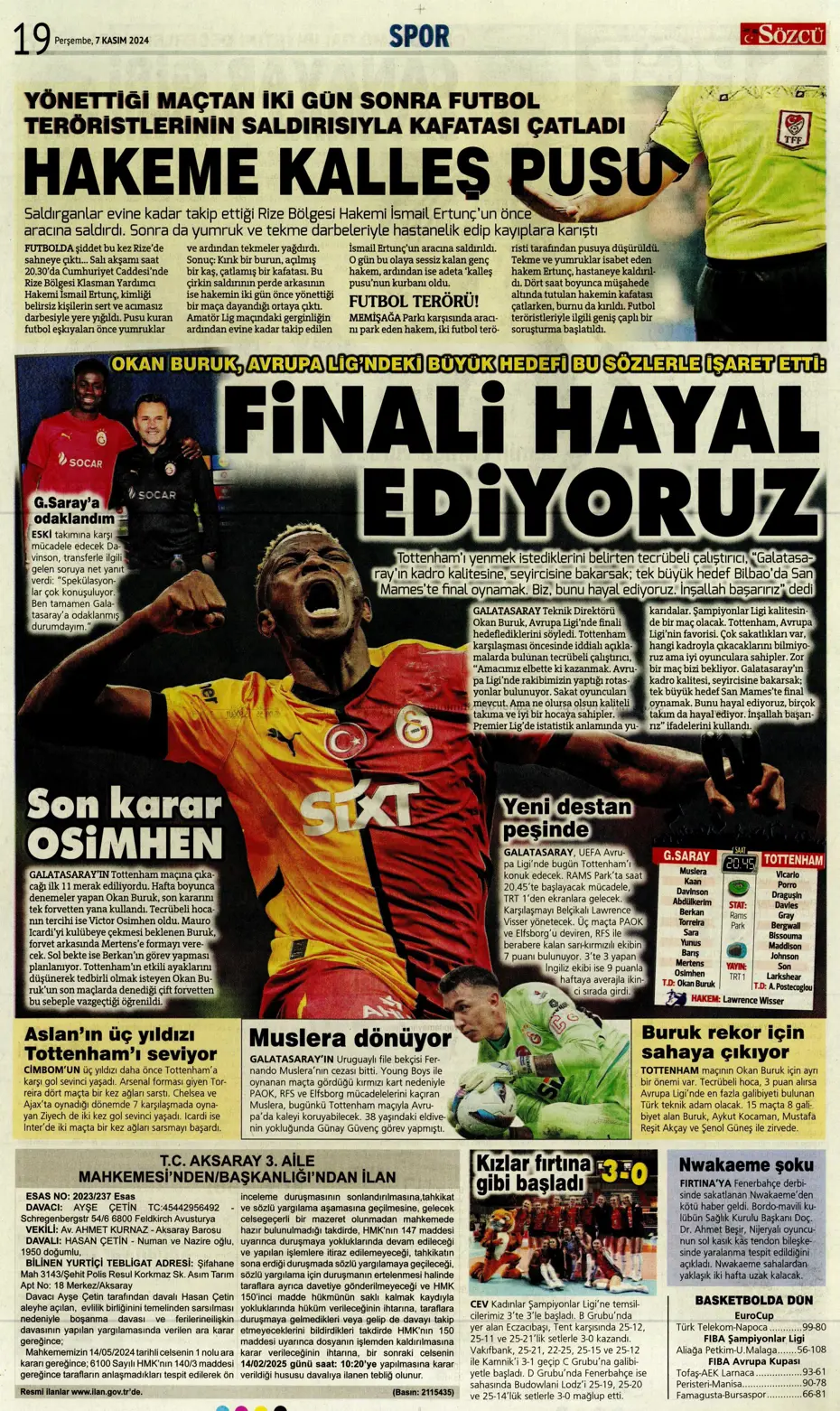 "Fenerbahçe'den Boca Juniors'a rest" | Sporun manşetleri (7 Kasım 2024) - 22