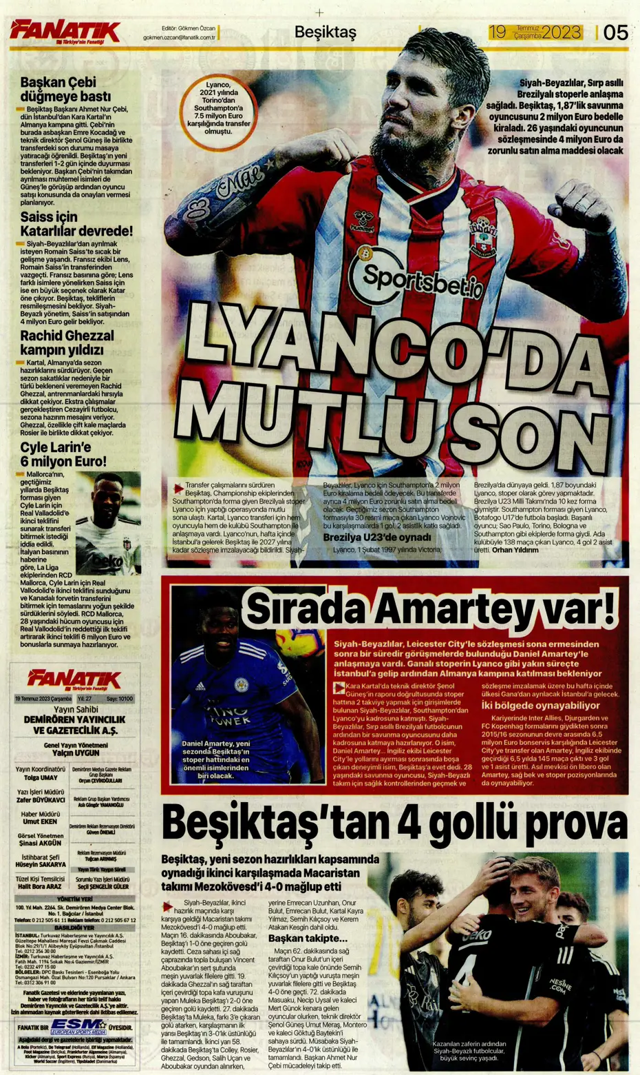 "Dünya Fenerbahçeliler Günü'nde taraftarlara 3 yıldız hediye" | Sporun manşetleri (19 Temmuz 2023) - 7 "Dünya Fenerbahçeliler Günü'nde taraftarlara 3 yıldız hediye" | Sporun manşetleri (19 Temmuz 2023) - 7