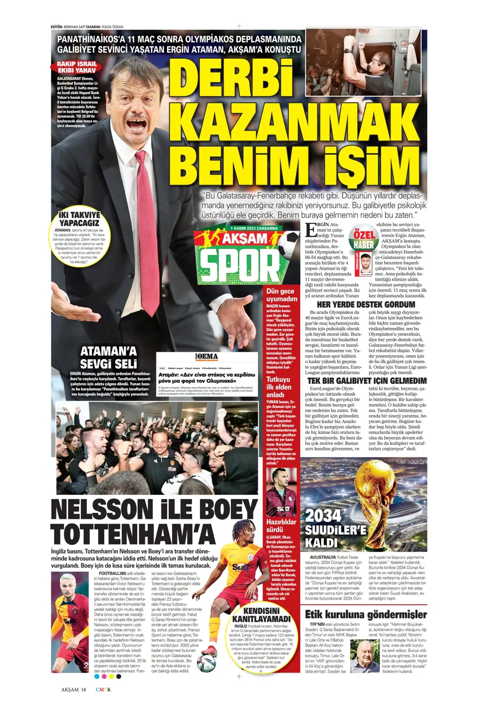 "Krunic Fenerbahçe'ye kaldı" | Sporun manşetleri (1 Kasım 2023) - 2