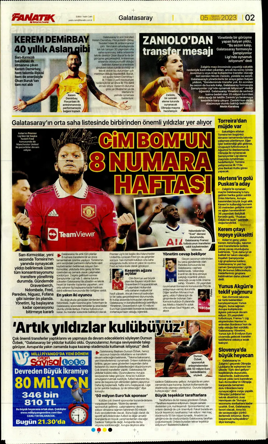 "Fener'e yıldız yağmuru" | Sporun Manşetleri (5 Ağustos 2023) - 2