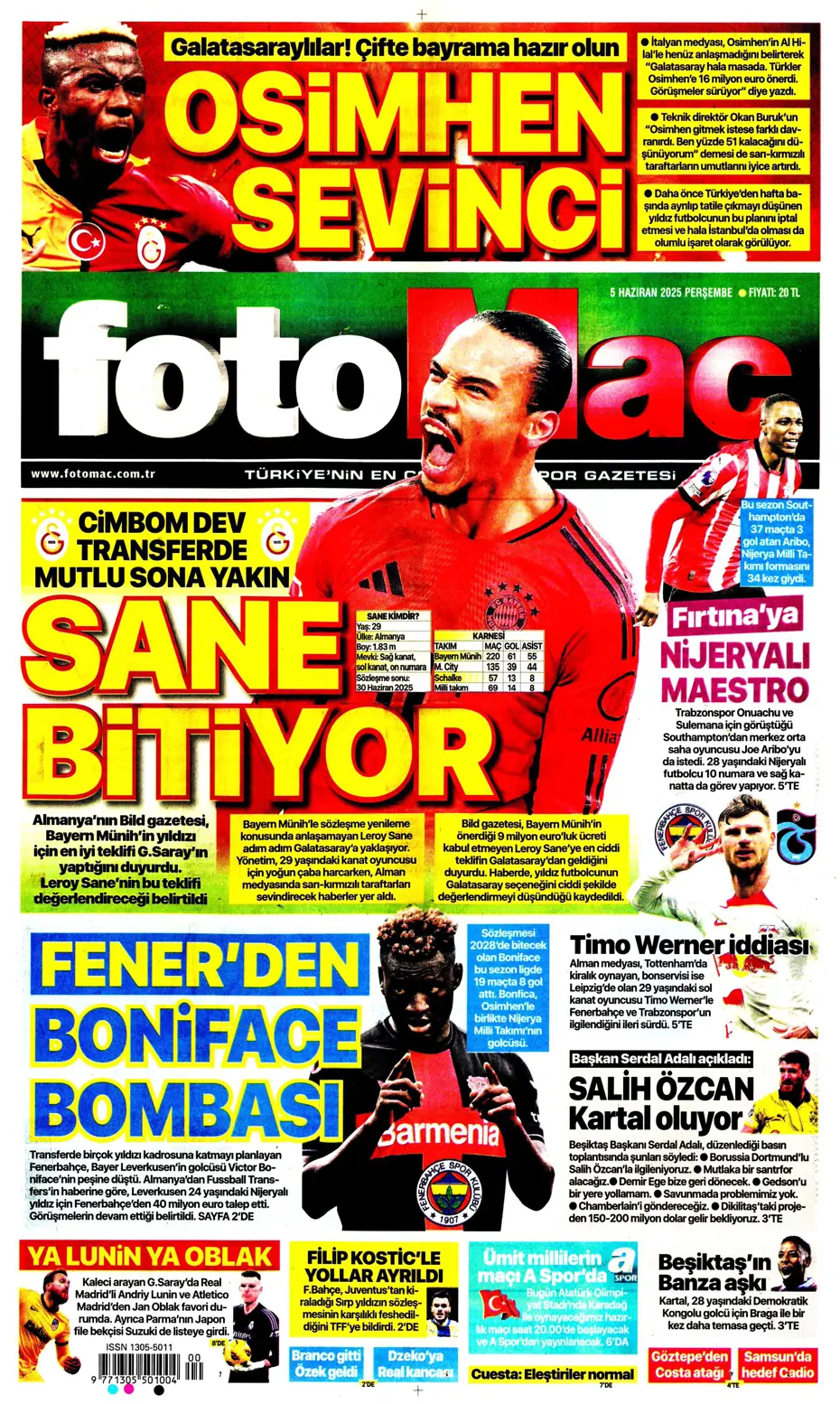 "Fenerbahçe'den Boniface bombası" | Sporun manşetleri (5 Haziran 2025) - 9