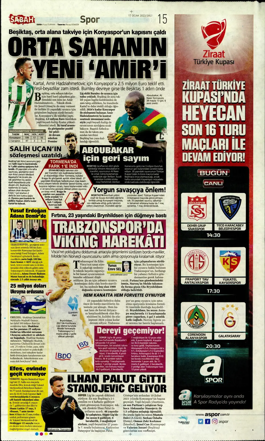 Sporun Manşetleri (17 Ocak 2023) - 17