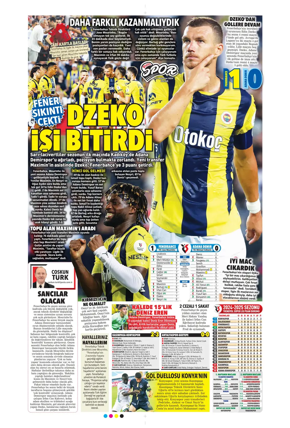 "Mou varsa fire yok" | Sporun manşetleri (11 Ağustos 2024) - 32
