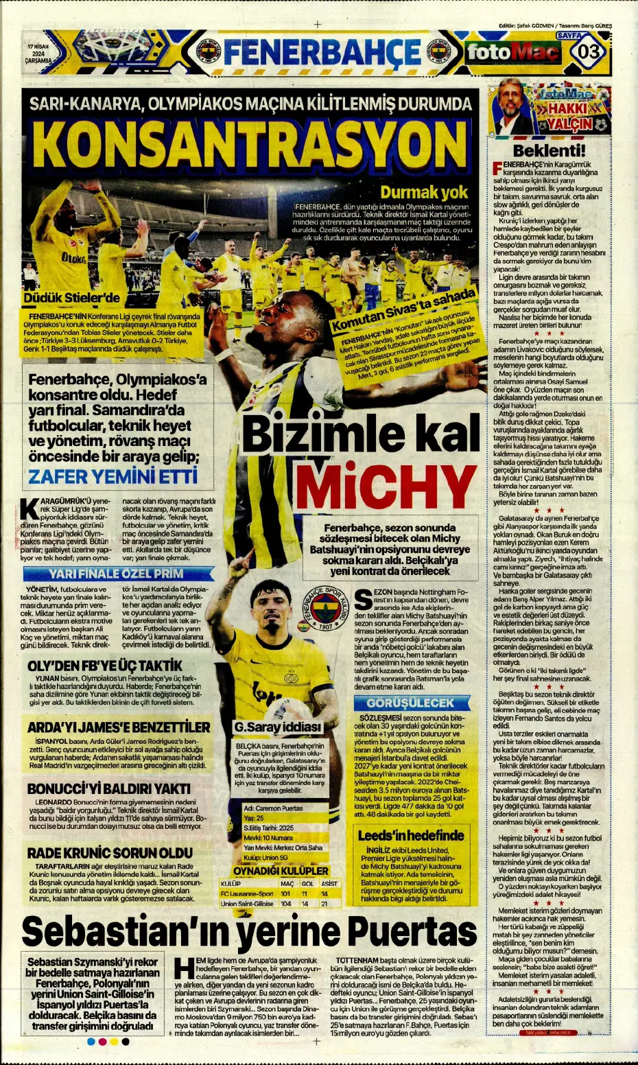 "Fenerbahçe ve Galatasaray'ın Barreiro kapışması" | Sporun manşetleri - 8