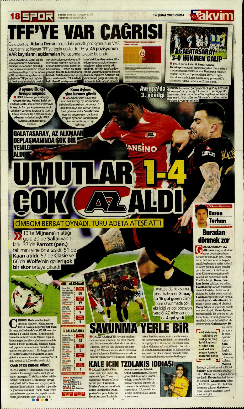 "Galatasaray'ın Avrupa AZabı" | Sporun manşetleri - 33 "Galatasaray'ın Avrupa AZabı" | Sporun manşetleri - 33