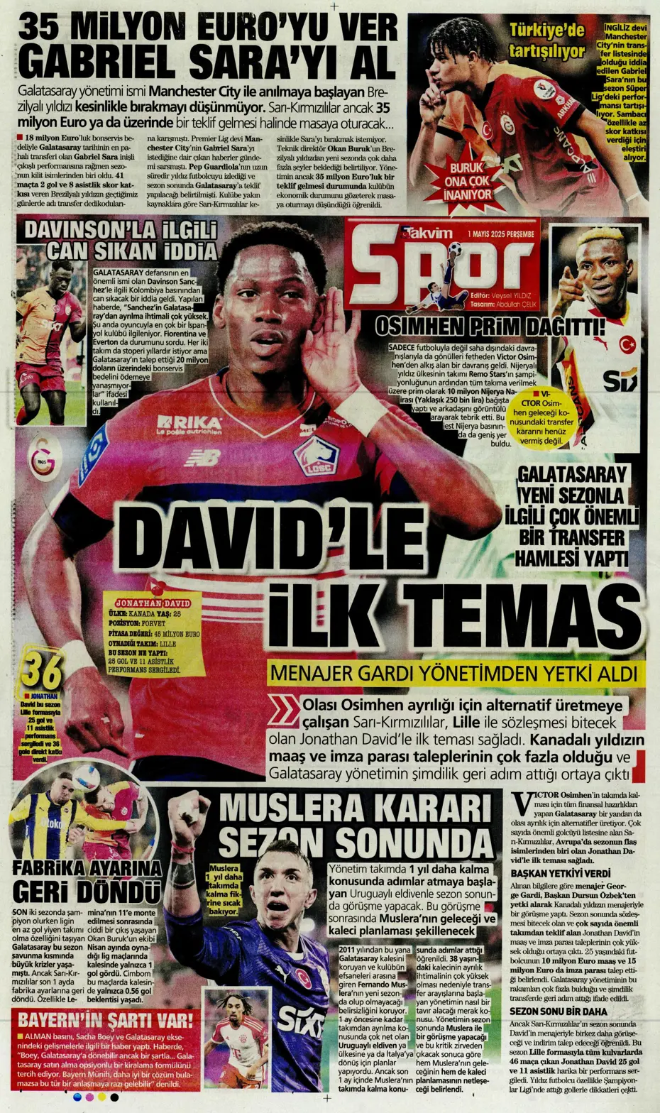 "Aslan'ın Sane planı" | Sporun manşetleri - 30