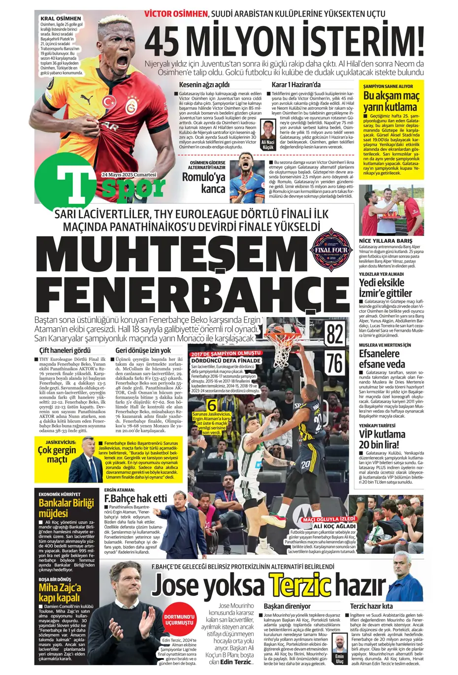 "Final-Four'da Fenerbahçe destanı" | Sporun manşetleri - 33