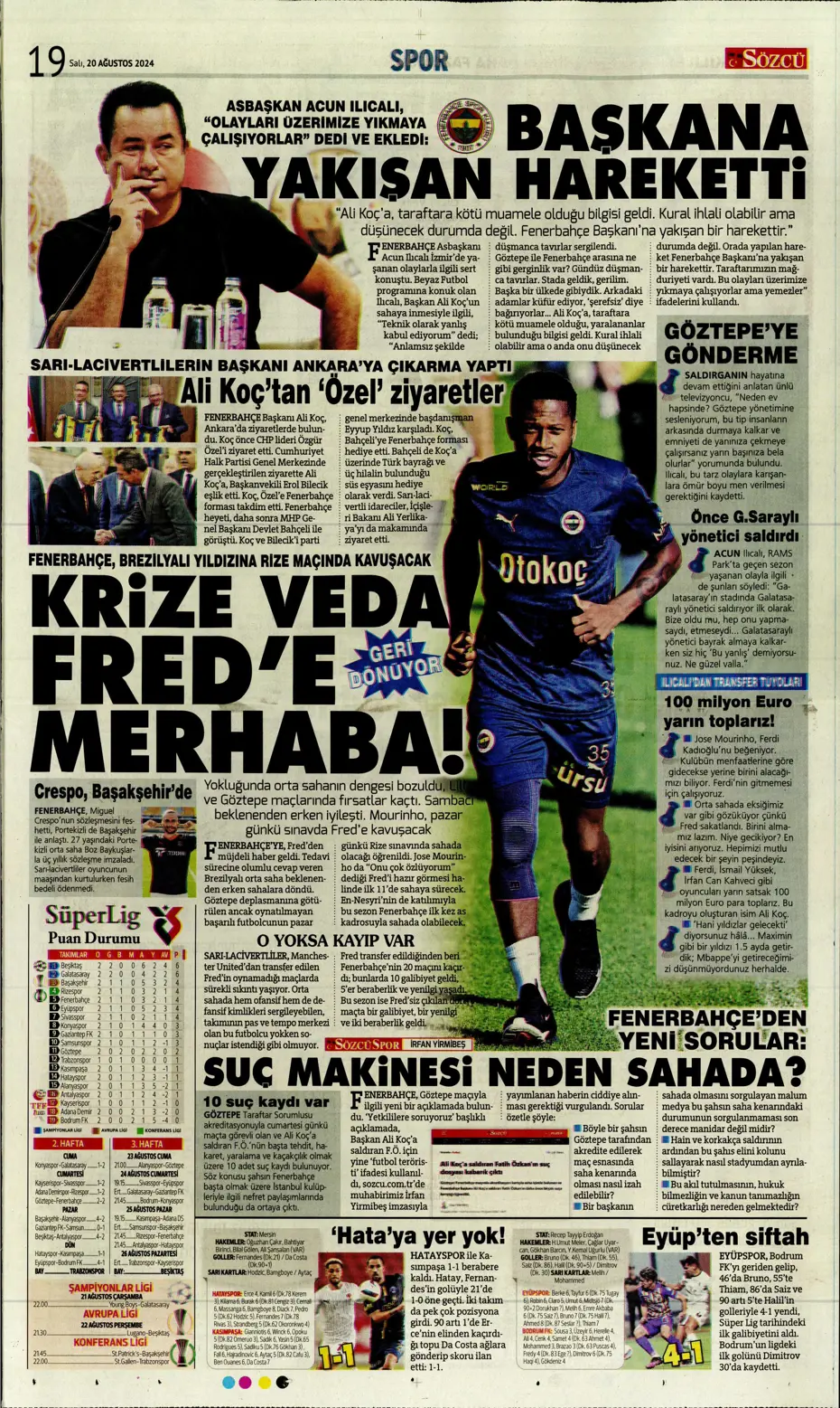 "Fenerbahçe'de değişim zamanı" | Sporun manşetleri (20 Ağustos 2024) - 34