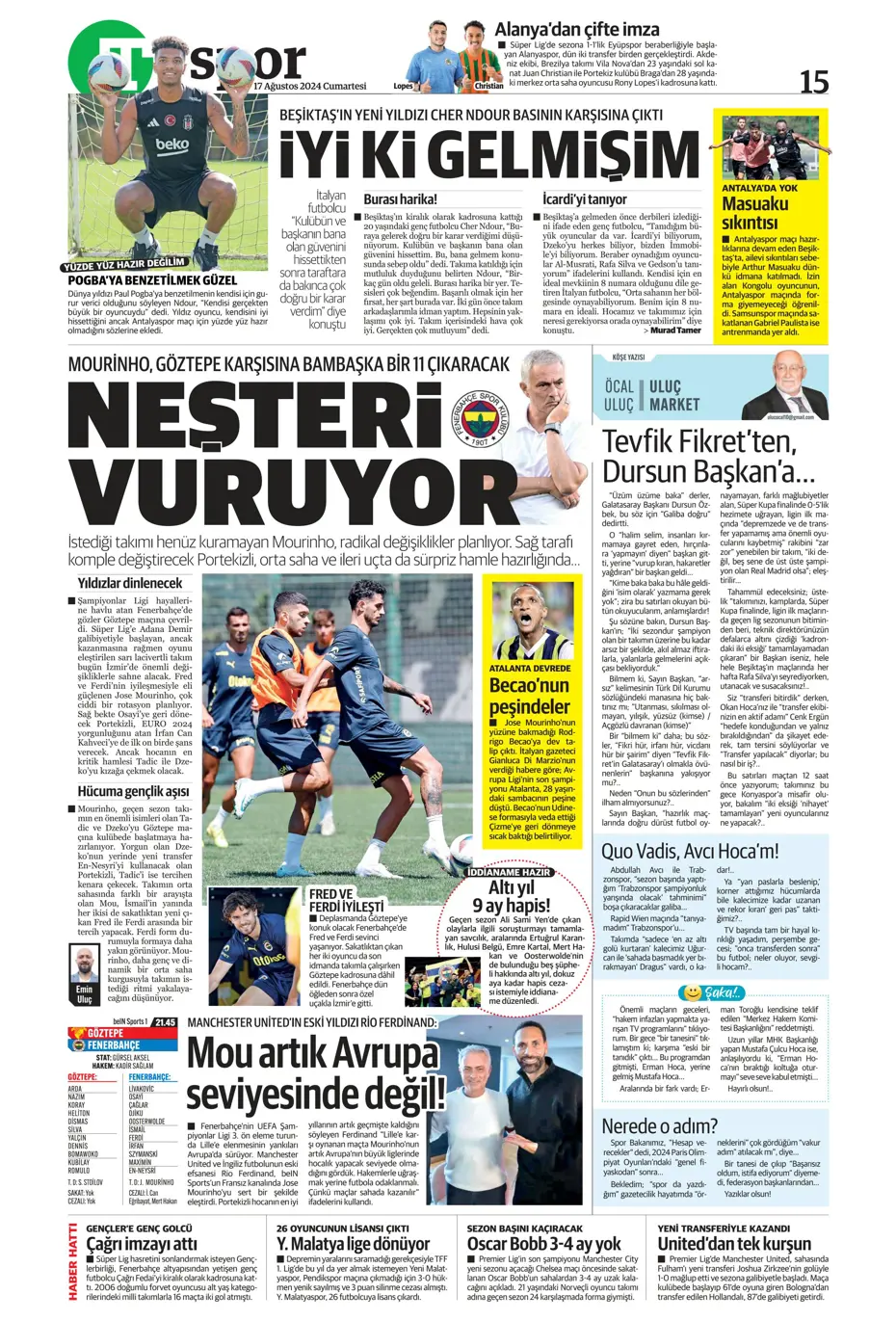 "Fenerbahçe, Fred'in alternatifini buldu" | Sporun manşetleri - 39